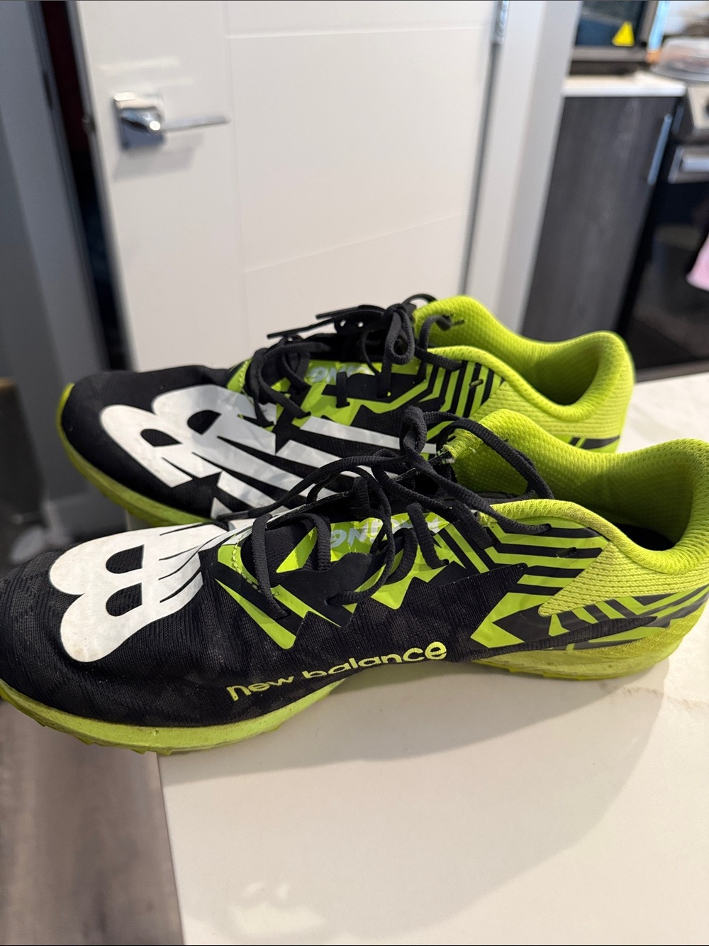 New Balance Kids Black and Lime Green Sport Sneakers